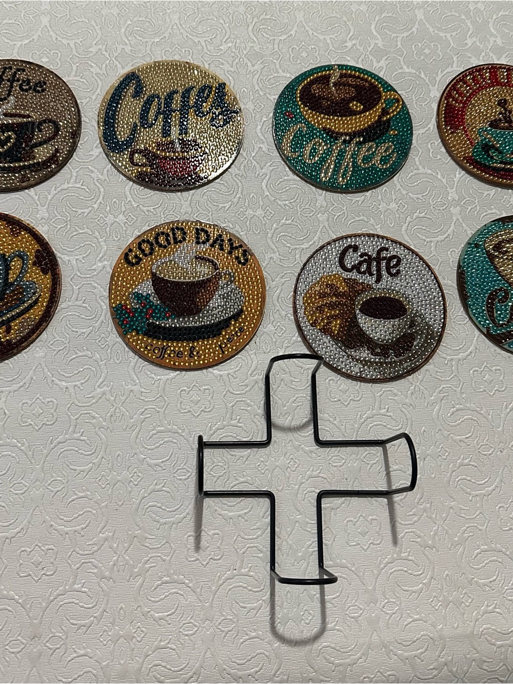Coffee Coaster Set - Gold, Teal, Brown